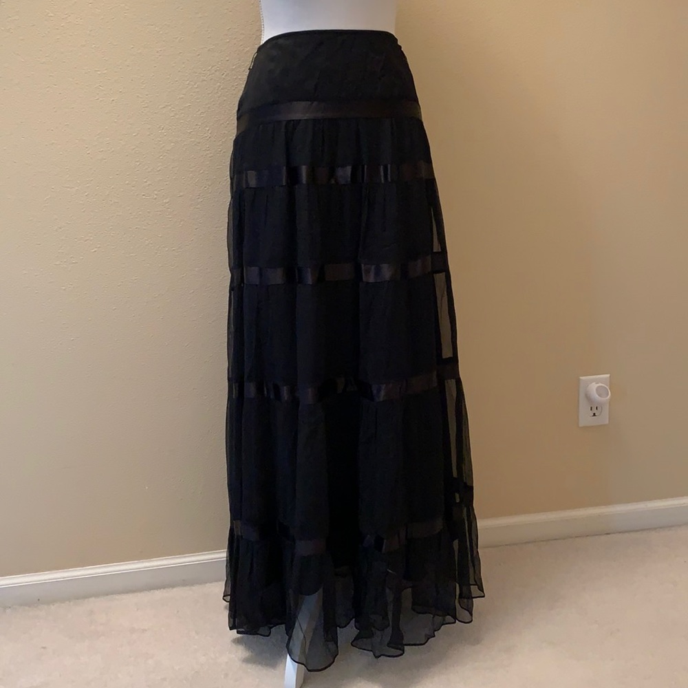 Laundry by Shelli Segal Black Silk Maxi Skirt